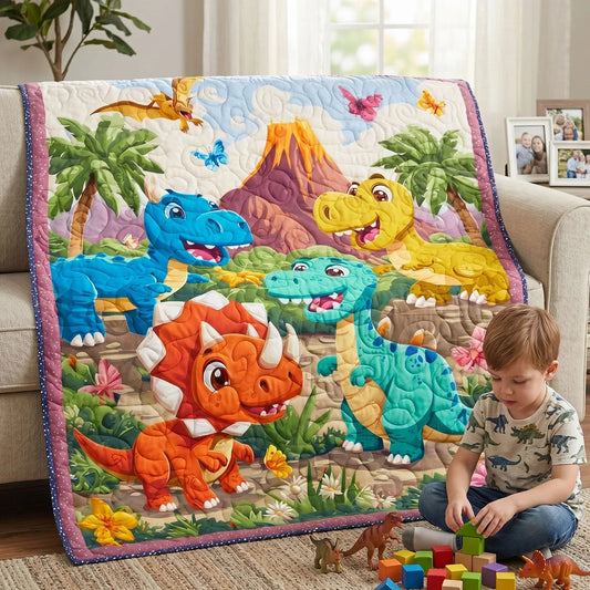 Playful Raptor Quilt Blanket - Quilted Blanket by OtterMia