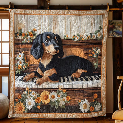 Playing Piano Quilt Blanket