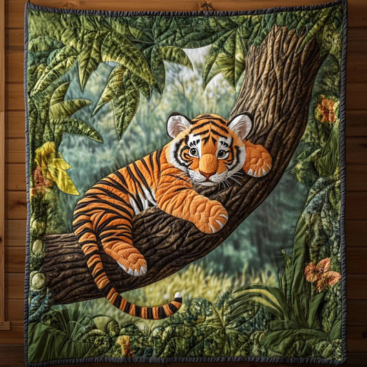 Playing Tiger Quilt Blanket