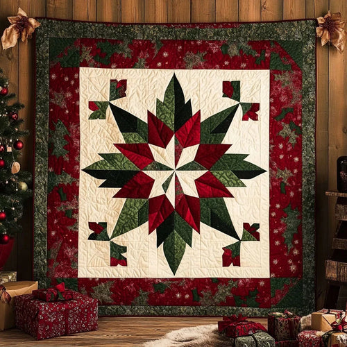 Poinsettia Geometric Quilt Blanket