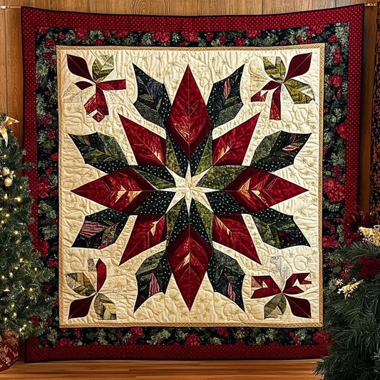 Poinsettia Geometric Quilt Blanket