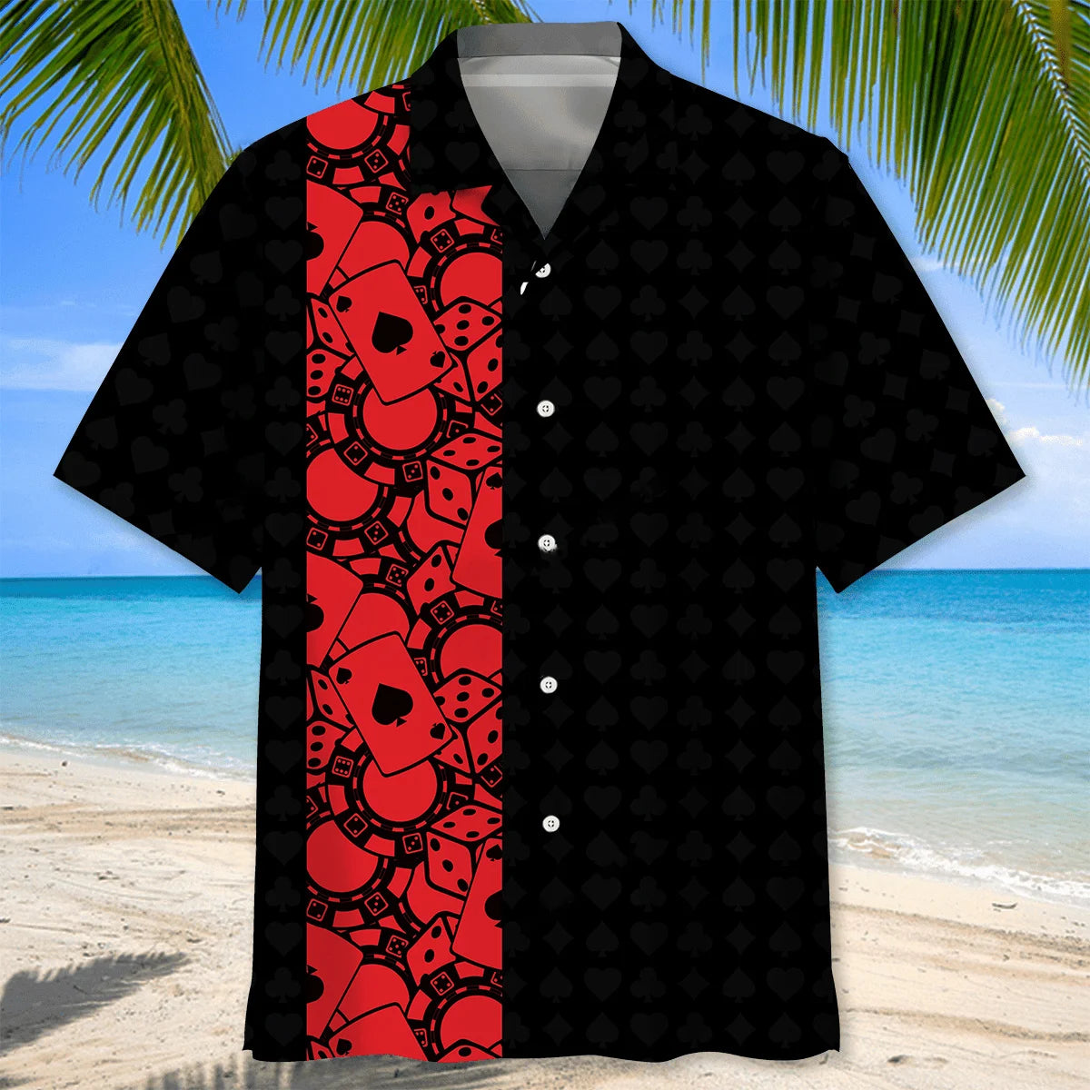 Poker Black Red Hawaiian Shirt, custom shirt gift for men