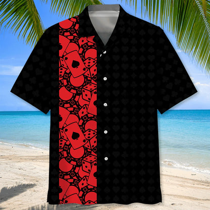 Poker Black Red Hawaiian Shirt, custom shirt gift for men