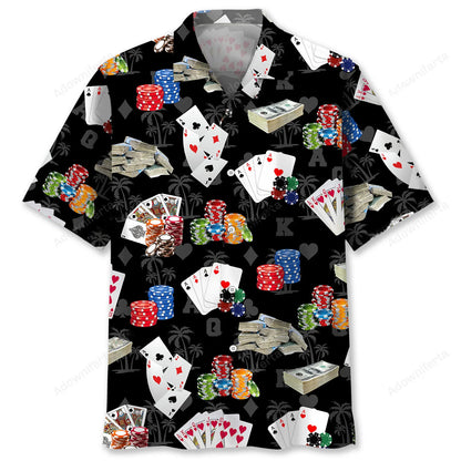 Poker Hawaiian Shirts for Men, custom shirt gift for men
