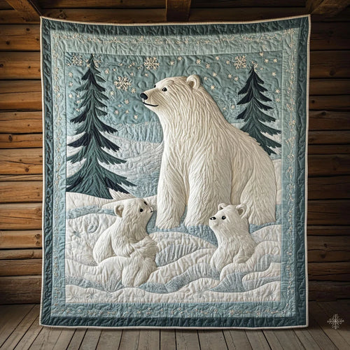 Polar Bear Family Quilt Blanket