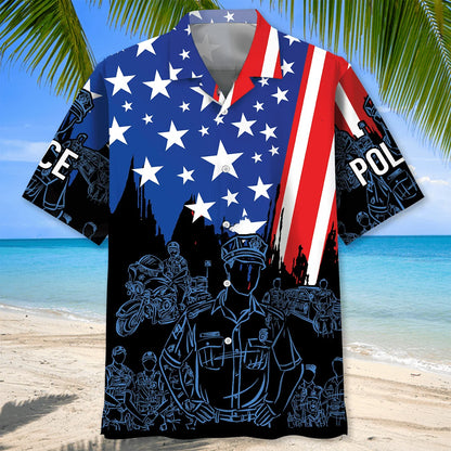 Police 4th of July Proud Hawaiian Shirt, custom shirt gift for men