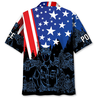 Police 4th of July Proud Hawaiian Shirt, custom shirt gift for men (view 2)
