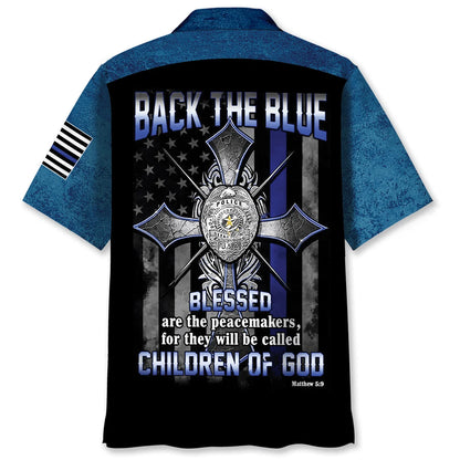 Police Back the Blue Children of God Hawaiian Shirt, custom shirt gift for men (view 3)