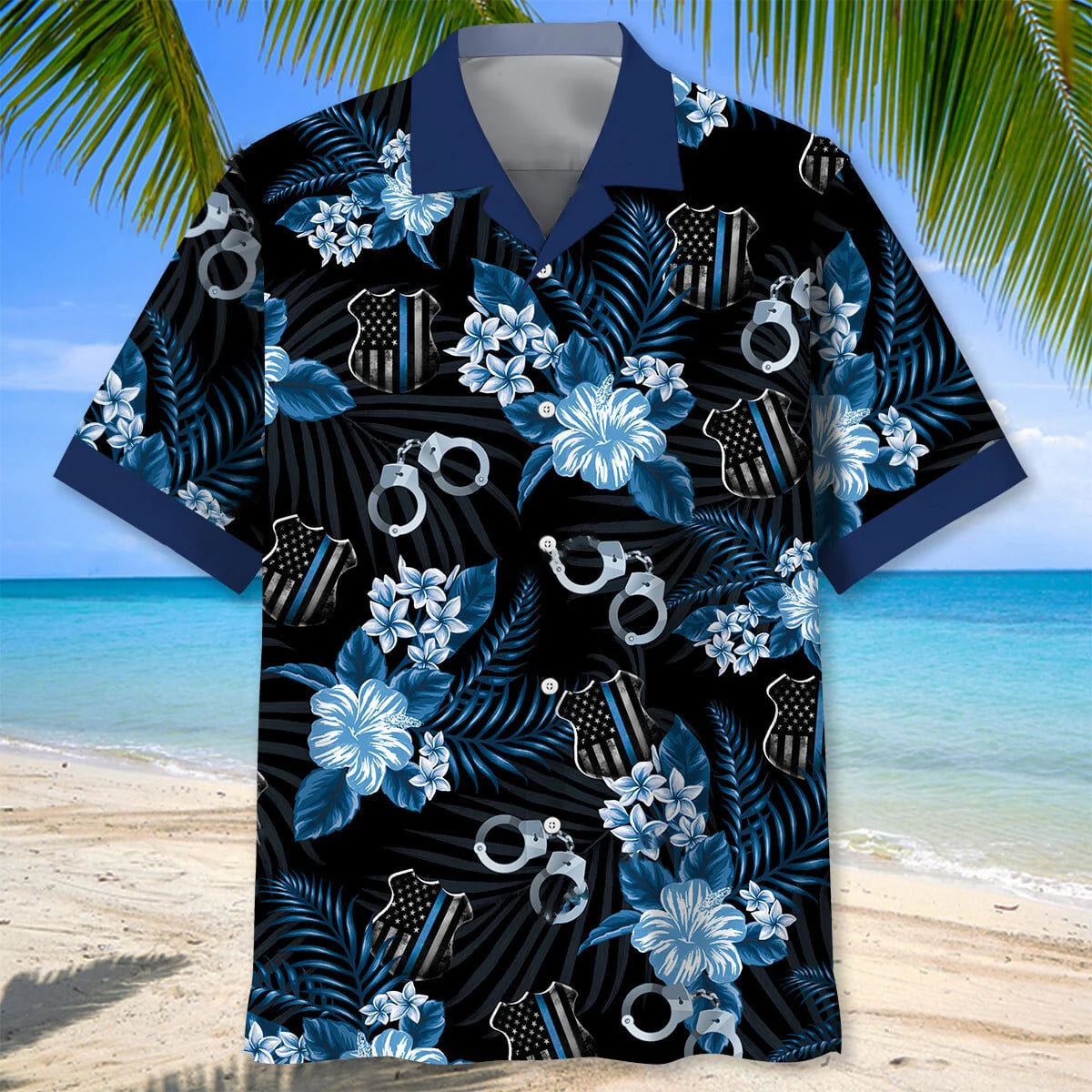 Police Back the Blue Hawaiian Shirt, custom shirt gift for men (view 2)