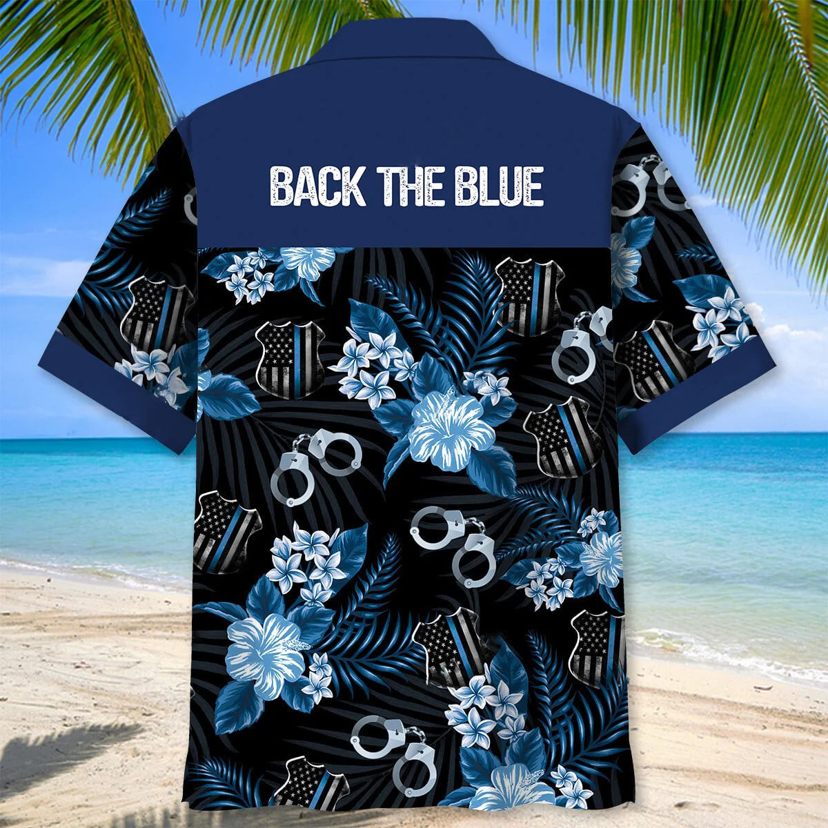 Police Back the Blue Hawaiian Shirt, custom shirt gift for men (view 3)