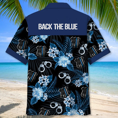 Police Back the Blue Hawaiian Shirt, custom shirt gift for men (view 3)