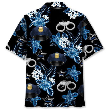Police Blue Hawaiian Shirt, custom shirt gift for men (view 2)