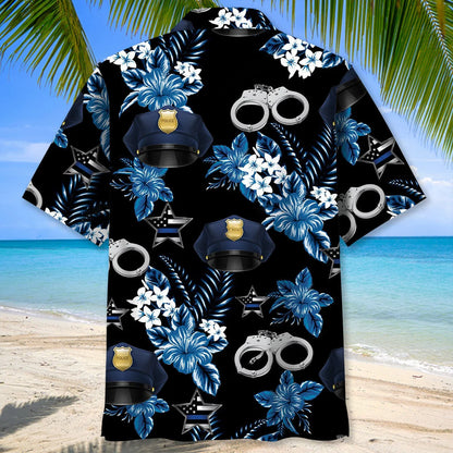 Police Blue Hawaiian Shirt, custom shirt gift for men (view 3)