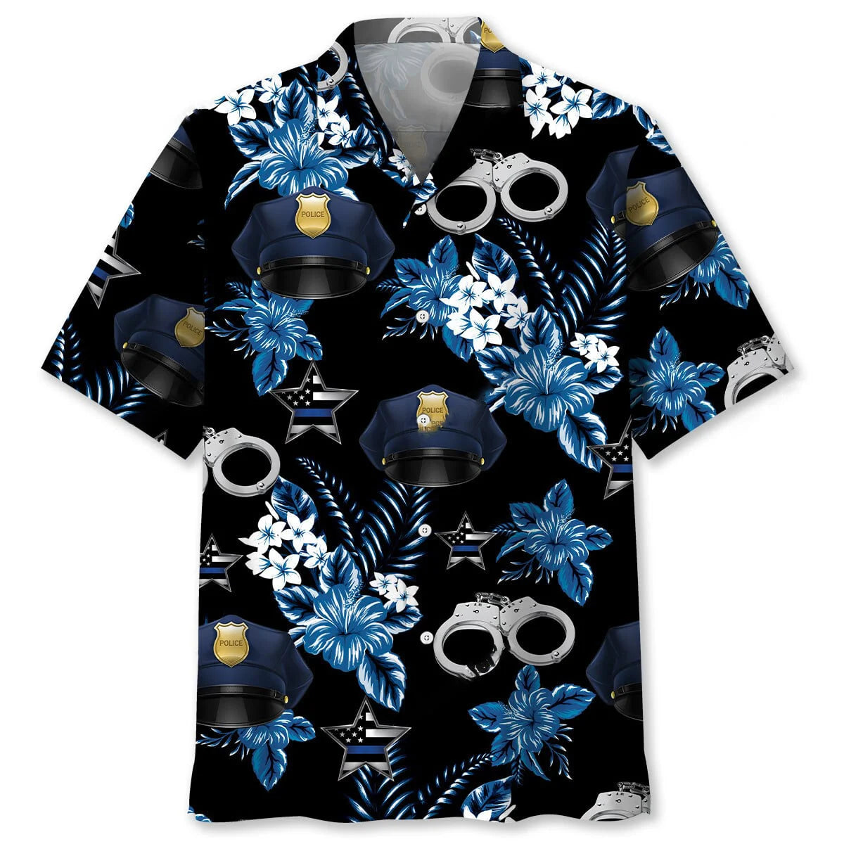 Police Blue Hawaiian Shirt, custom shirt gift for men (view 4)