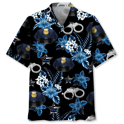 Police Blue Hawaiian Shirt, custom shirt gift for men (view 4)
