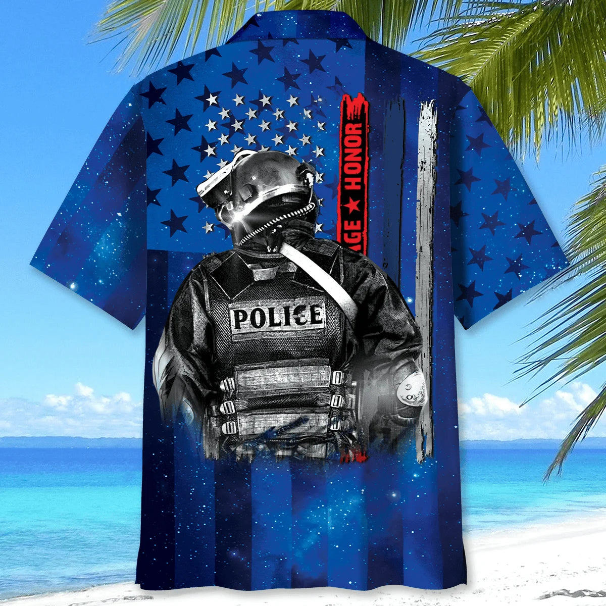 Police Bravery Courage Hornor Hawaiian Shirt, custom shirt gift for men (view 3)