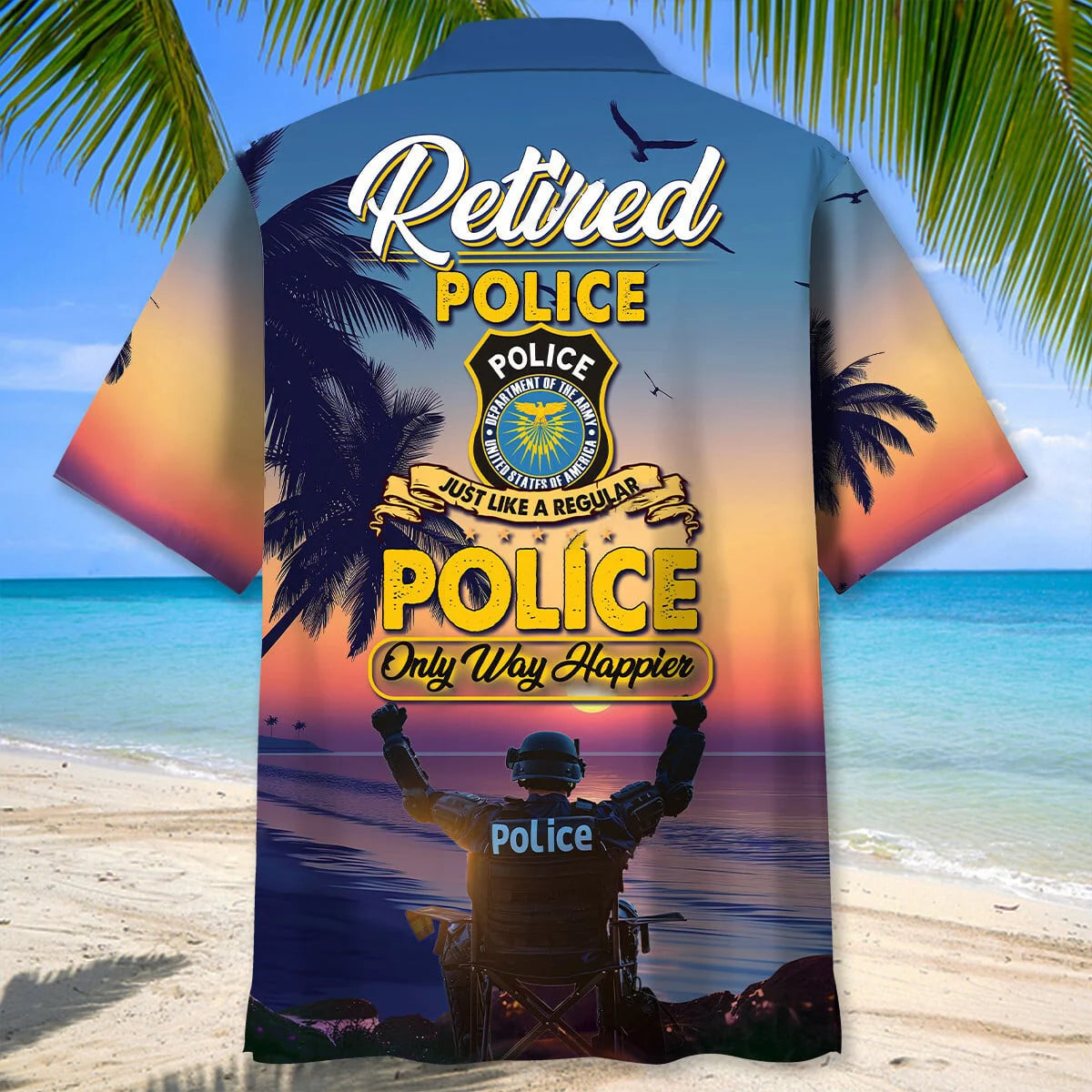 Police Retirement Hawaiian Shirt, custom shirt gift for men