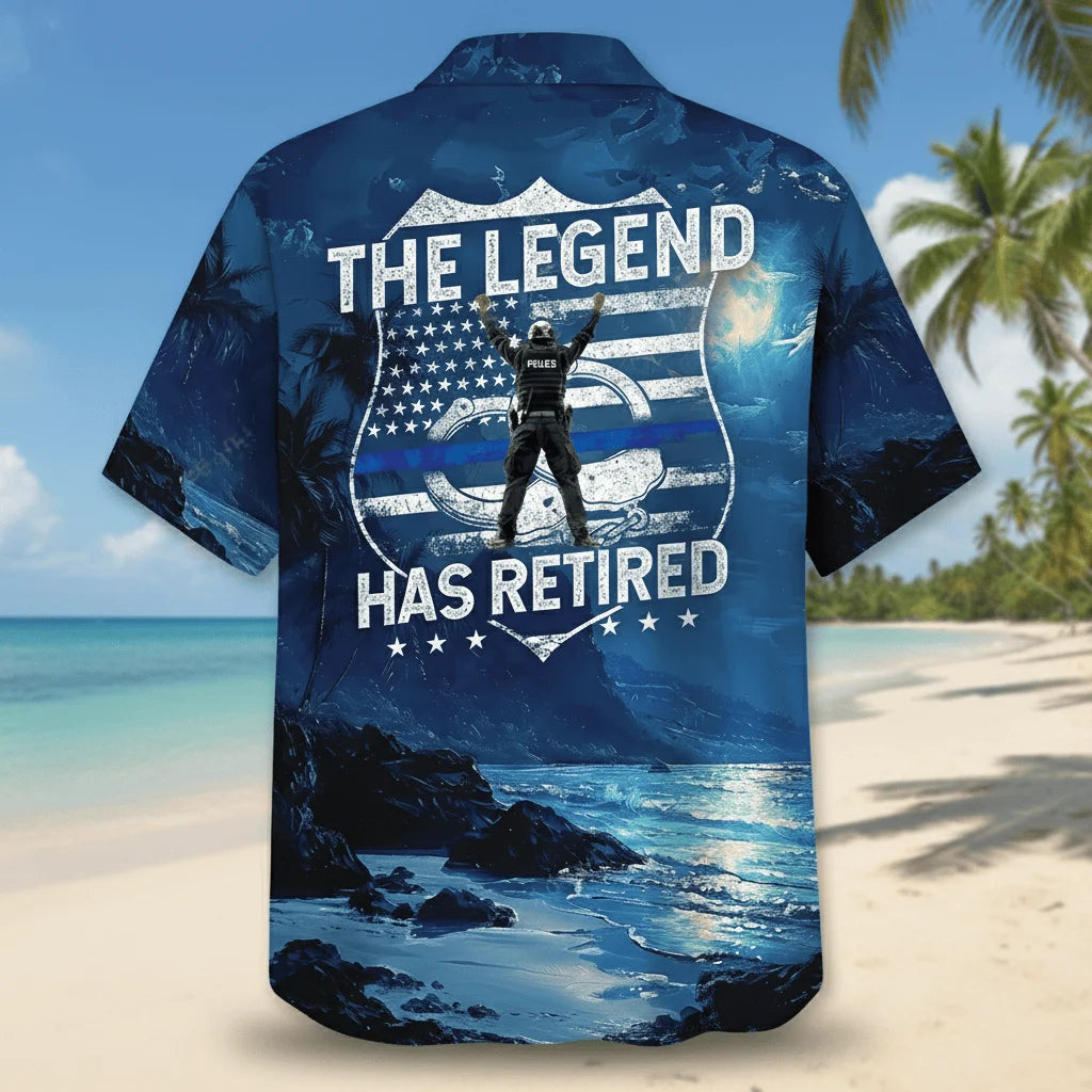 Police the Legend Has Retired Hawaiian Shirt, custom shirt gift for men
