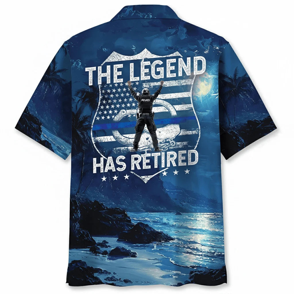 Police the Legend Has Retired Hawaiian Shirt, custom shirt gift for men (view 2)