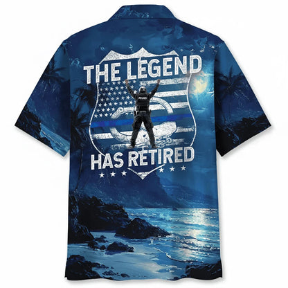 Police the Legend Has Retired Hawaiian Shirt, custom shirt gift for men (view 2)