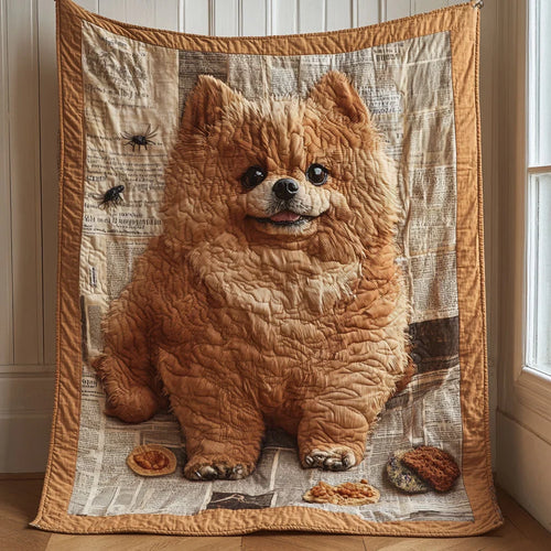 Pomeranian Gaze Quilt Blanket