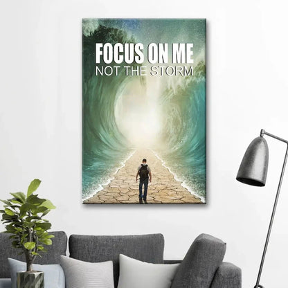 focus on me not the storm parting of the red sea christian wall art canvas (Landscape) (view 12)