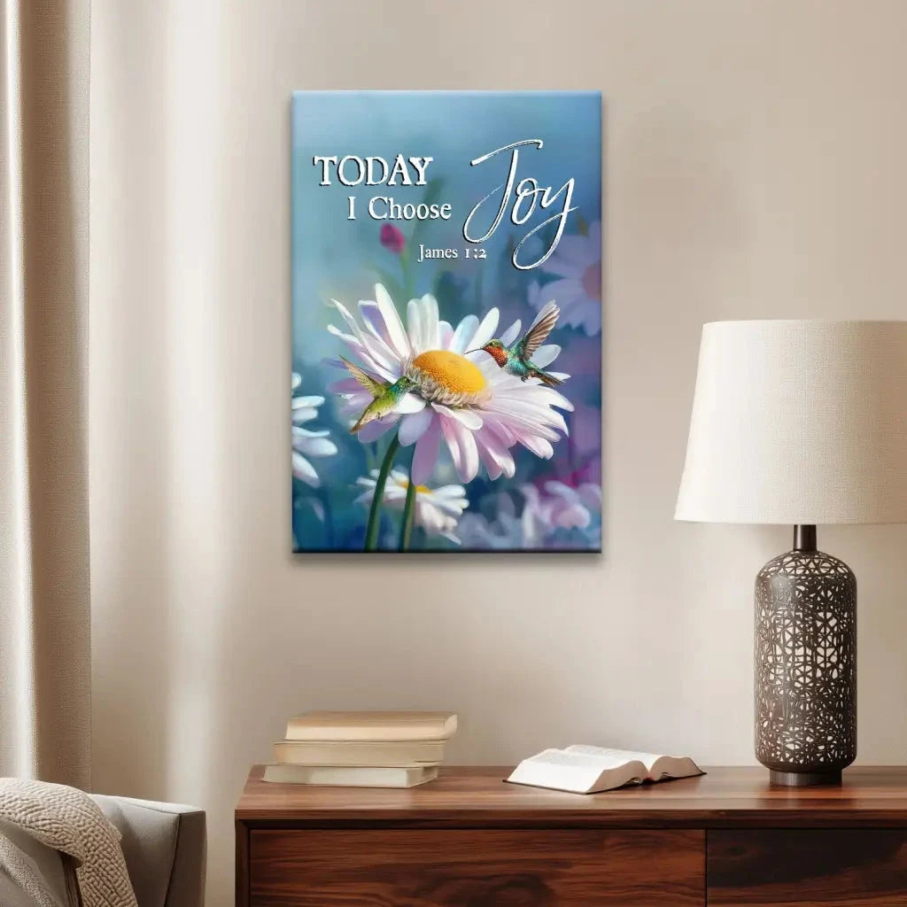 today i choose joy james 1 2 hummingbird with daisies wall art canvas (view 7)