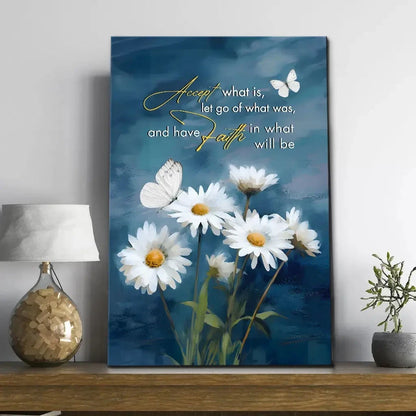 accept what is let go of what was daisies and butterflies christian wall art canvas (Landscape) (view 10)