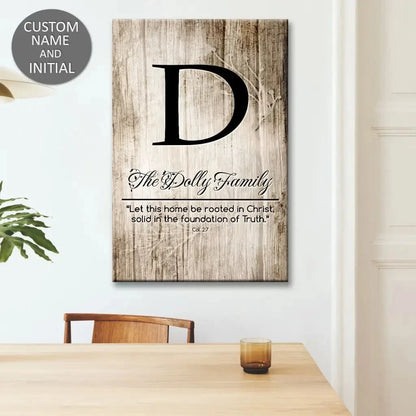 personalized let this home be rooted in christ wall art canvas with custom family name initial (view 8)