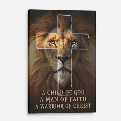 christian wall art a child of god a man of faith a warrior of christ canvas (view 6)