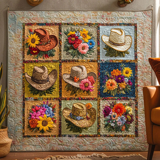 Prairie Cowboy Hat Quilt Blanket