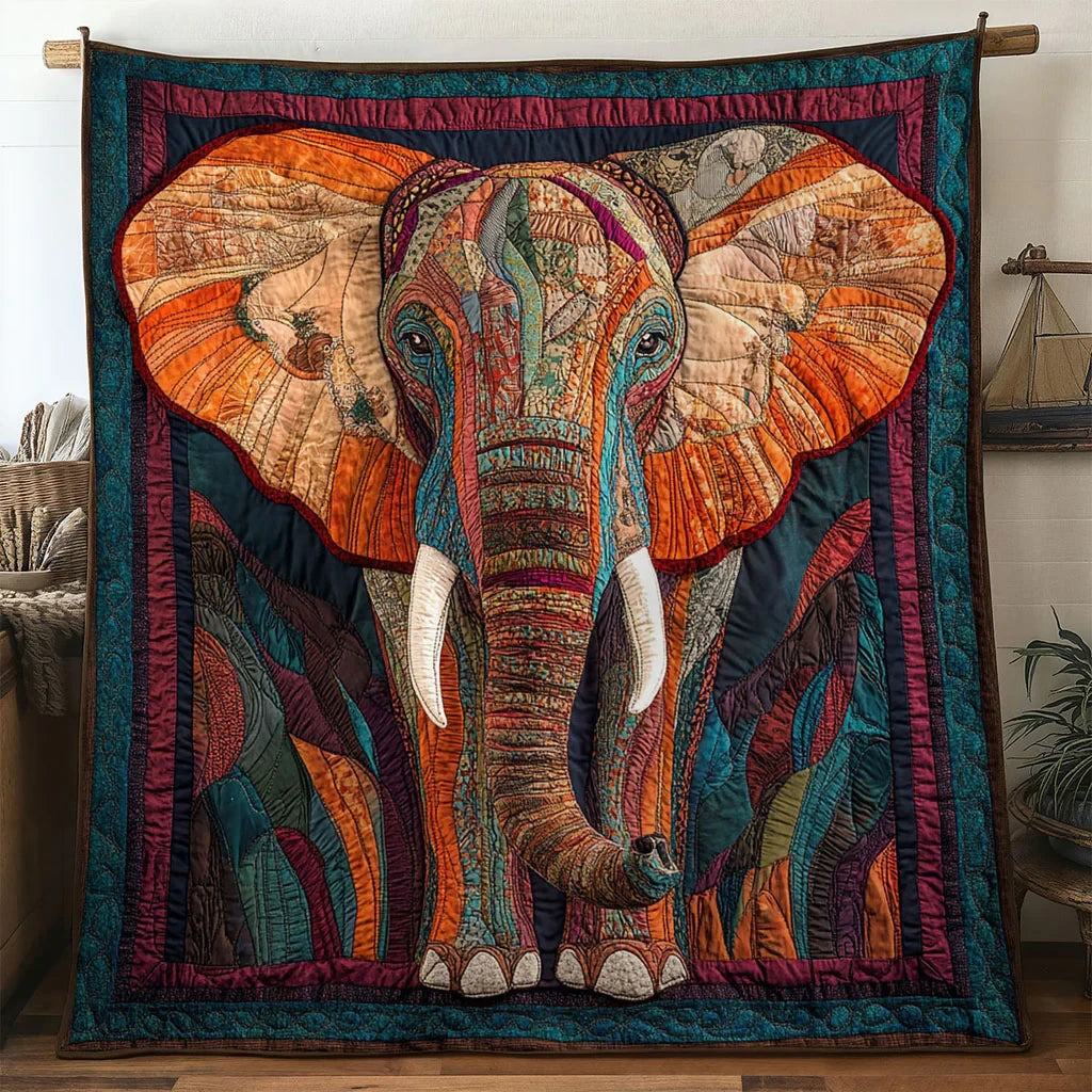 Primal Elephant Quilt Blanket