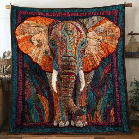Primal Elephant Quilt Blanket