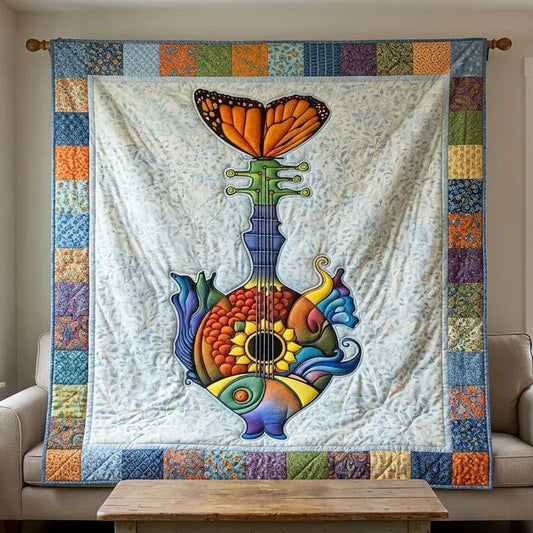 Prismatic Strings Quilt Blanket - Quilted Blanket by OtterMia