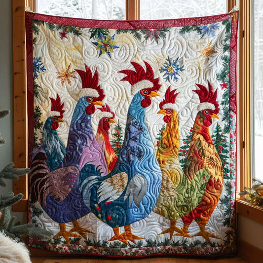 Proud Rooster Gathering Quilt Blanket