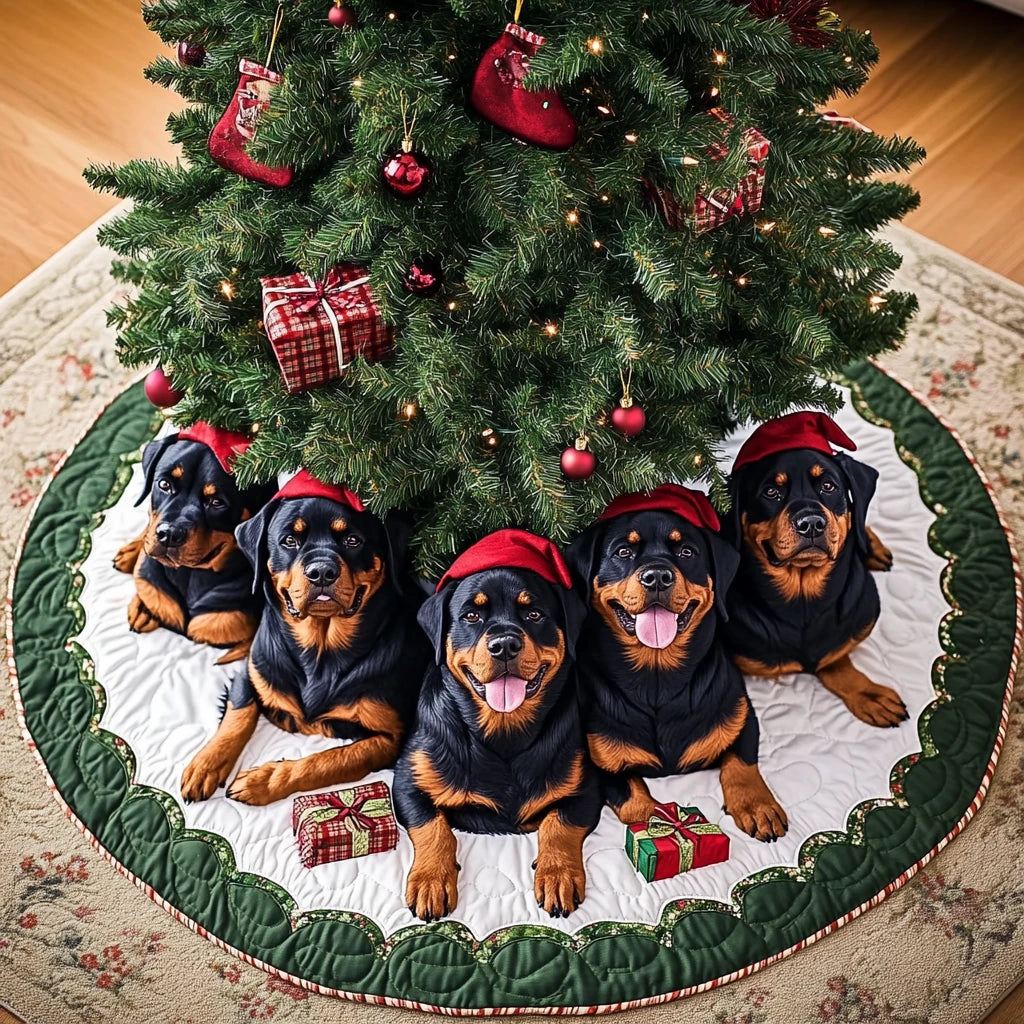 Proud Rottweiler Christmas Quilted Tree Skirt