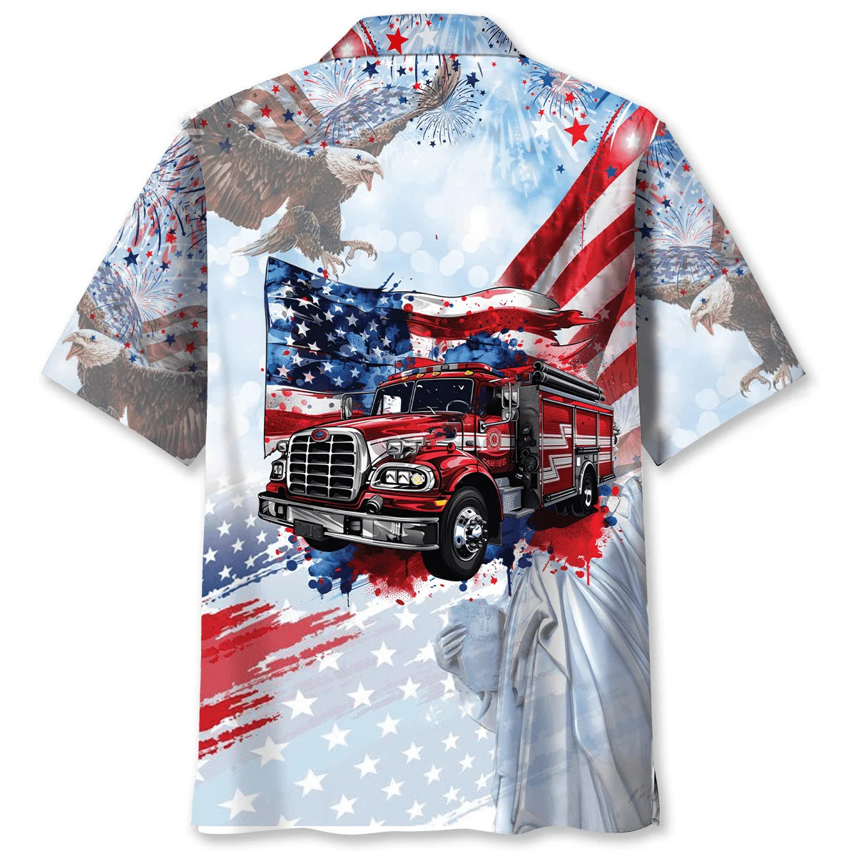 Proud Fire Truck Hawaiian Shirt, custom shirt gift for men (view 2)