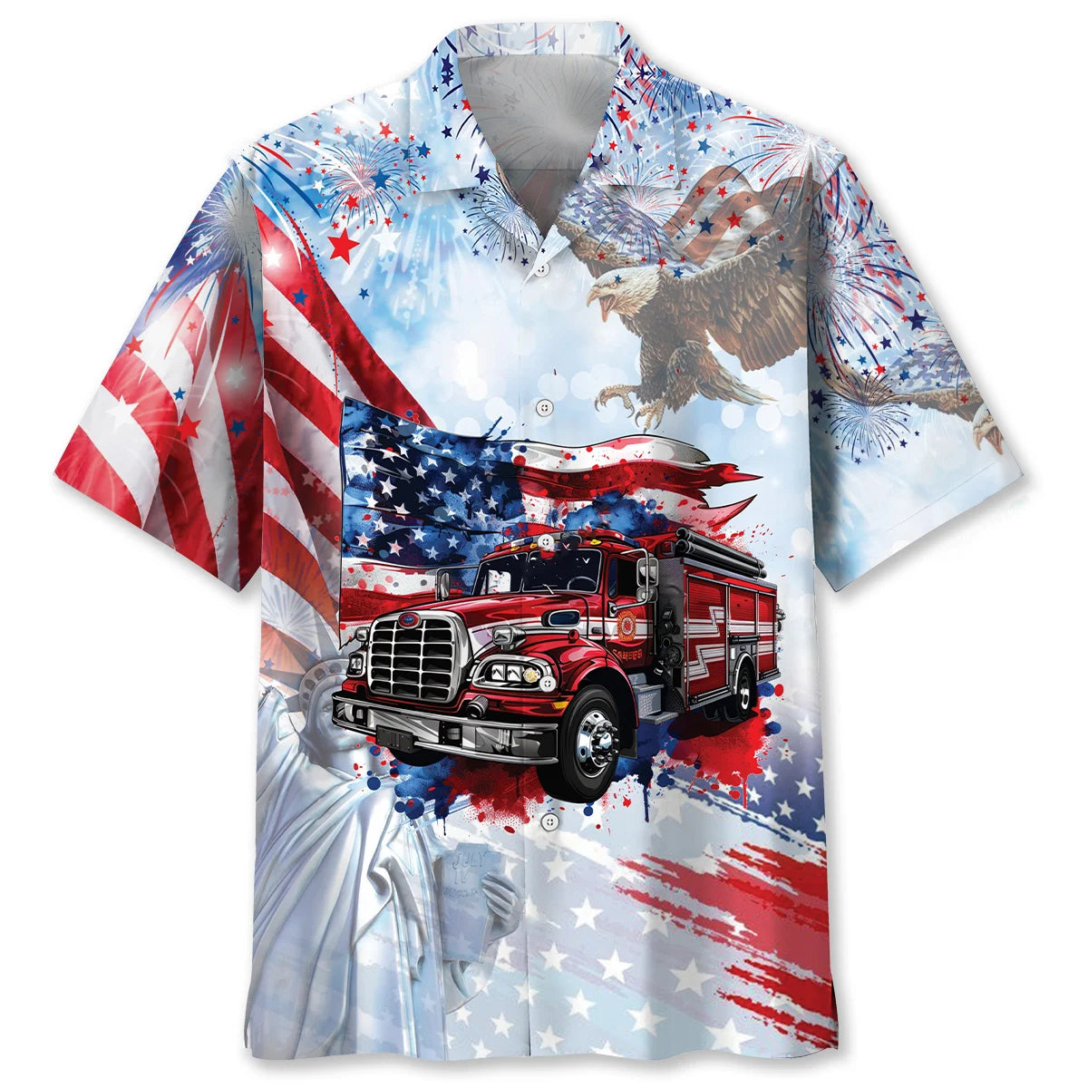 Proud Fire Truck Hawaiian Shirt, custom shirt gift for men (view 4)