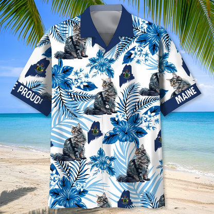 Proud Maine State Hawaiian Shirt, custom shirt gift for men