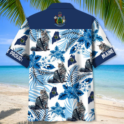 Proud Maine State Hawaiian Shirt, custom shirt gift for men (view 3)