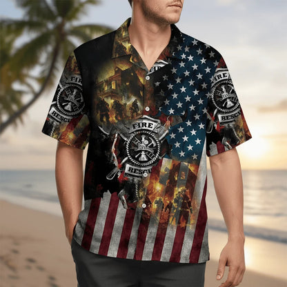 Proud of Firefighter Hawaiian Shirt, custom shirt gift for men