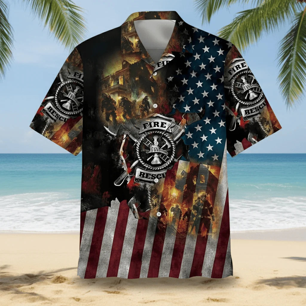 Proud of Firefighter Hawaiian Shirt, custom shirt gift for men (view 2)