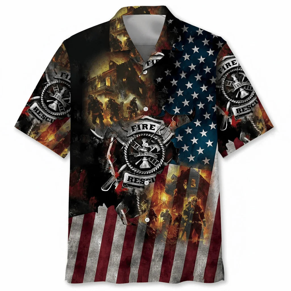 Proud of Firefighter Hawaiian Shirt, custom shirt gift for men (view 3)
