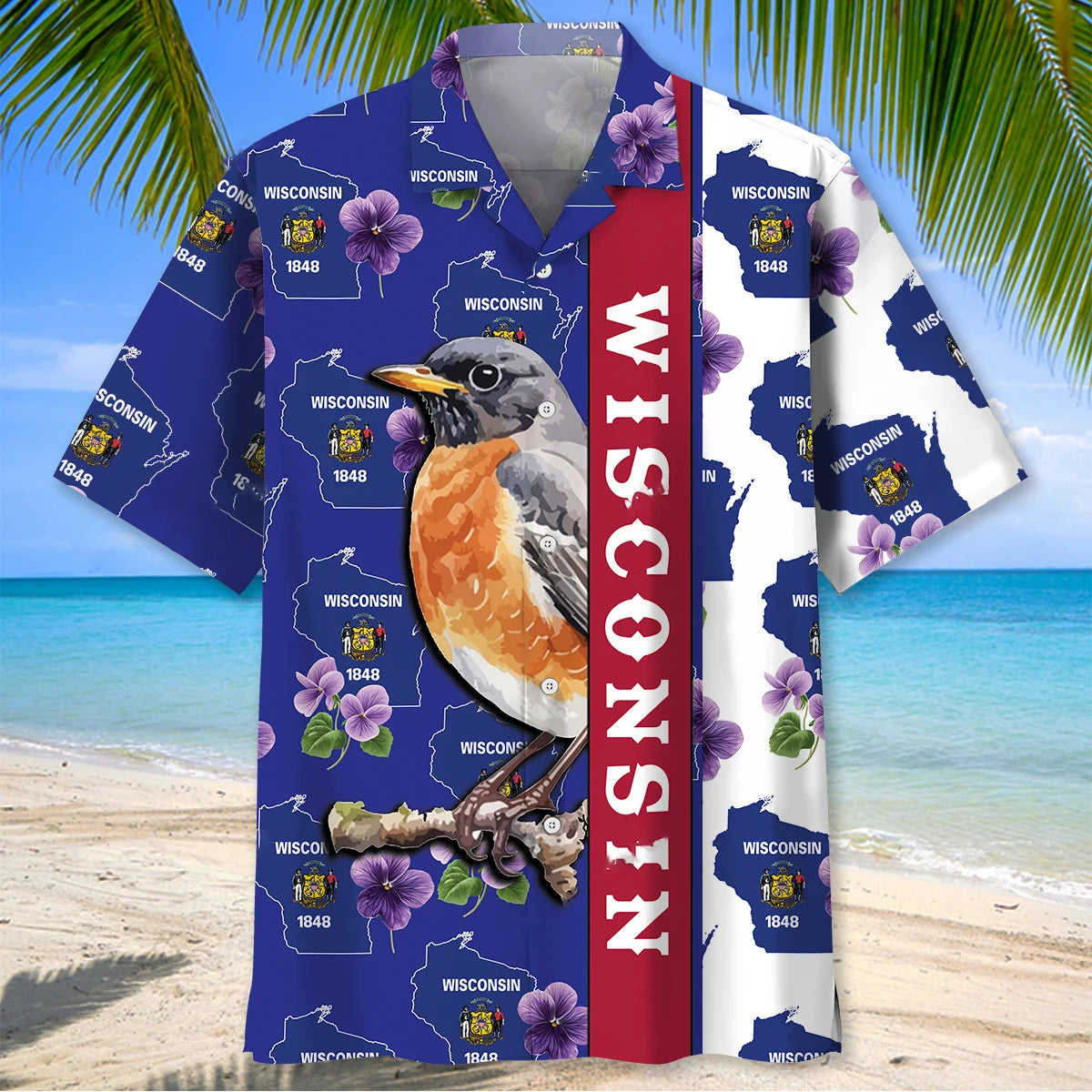 Proud Wisconsin Hawaiian Shirt, custom shirt gift for men (view 2)