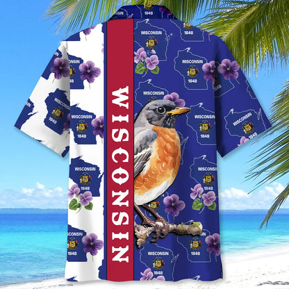 Proud Wisconsin Hawaiian Shirt, custom shirt gift for men (view 3)