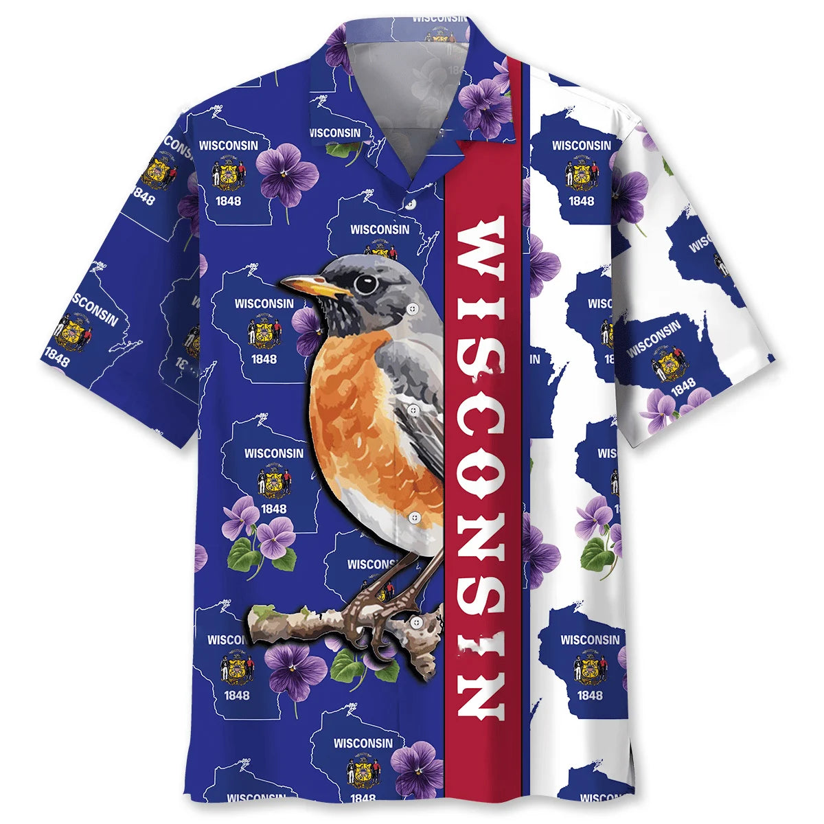 Proud Wisconsin Hawaiian Shirt, custom shirt gift for men (view 4)
