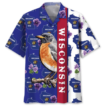 Proud Wisconsin Hawaiian Shirt, custom shirt gift for men (view 4)