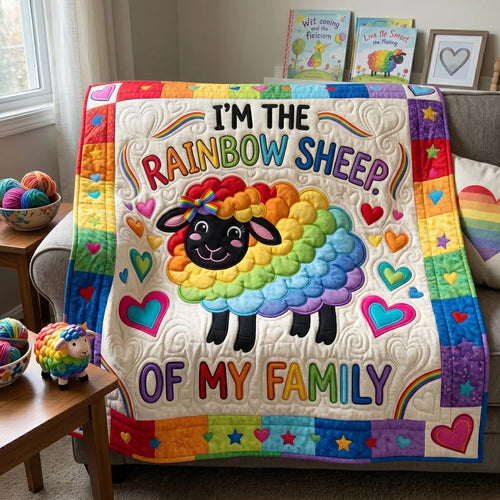 Proudly Different Rainbow Sheep Quilt Blanket