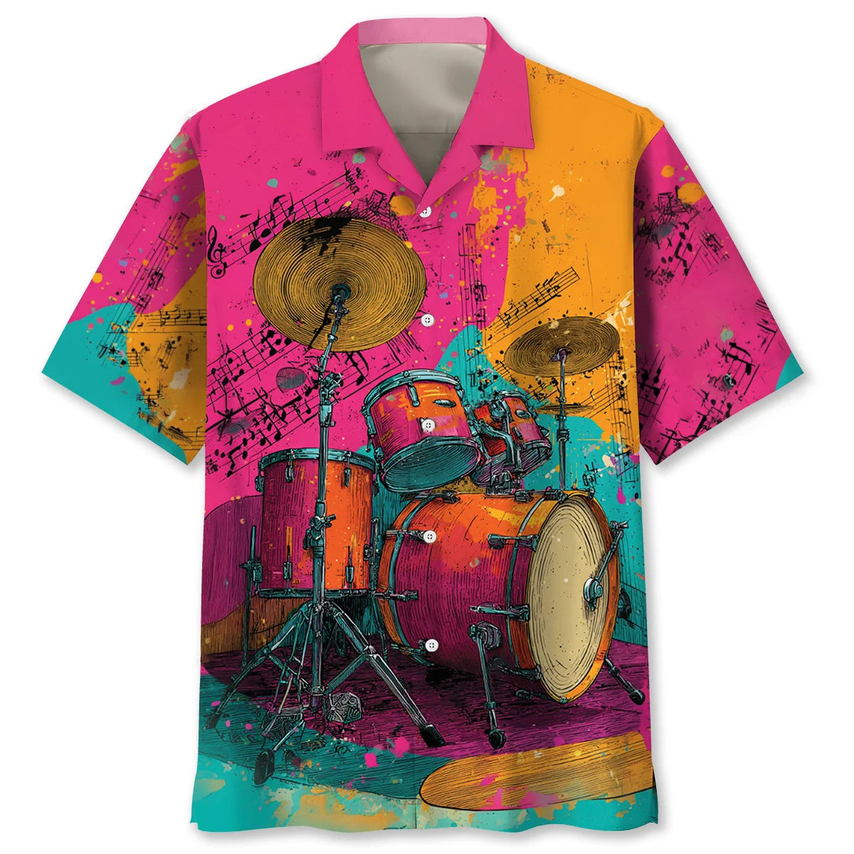 Psychedelic Drum Set Hawaiian Shirt, custom shirt gift for men
