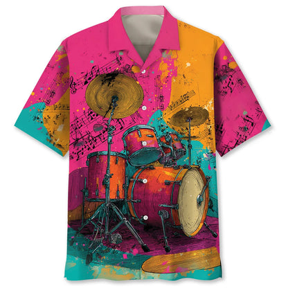 Psychedelic Drum Set Hawaiian Shirt, custom shirt gift for men